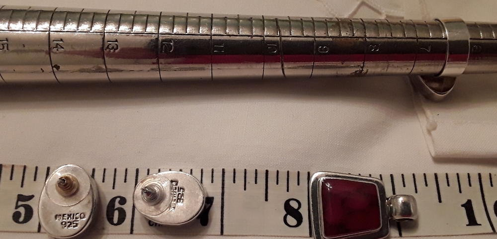 VTG 925 SOLID STERLING "3 PIECE SET RED JASPER" - Picture 5 of 8